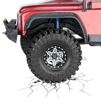 1.9 Wheels and Tires for 1/10 TRX4 TRX6 SCX10 SCX10 II 90046 SCX10 III AXI03007 SCX10 Pro Gen7/8 D90 VS4-10 MST CFX RC Crawler Car,Aluminium RC 1.9 Beadlock Wheels and Rubber Tires,Titanium - color: Titanium - (4pcs Wheels and Tires)