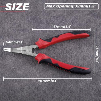 8 Inches Lock Ring Pliers Flat Snap Ring Pliers Special Circlip Pliers Reverse Pliers Angle Tip Retaining Ring Pliers Spreader Pliers for Transmission Transfer Cases, Bent Nose with Hole - size: 8" Bent Nose with Hole