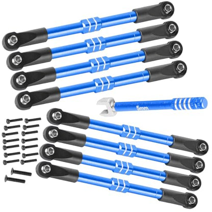 Adjustable Front Rear Toe Links Push Rods Upgrades Part for 1/16 Mini E-Revo Summit Truck,RC Aluminum Turnbuckles Camber Links,Steering Tie Rod,Suspension Pushrod Linkage Set,Navy Blue - color: Navy Blue -(Aluminum Links)
