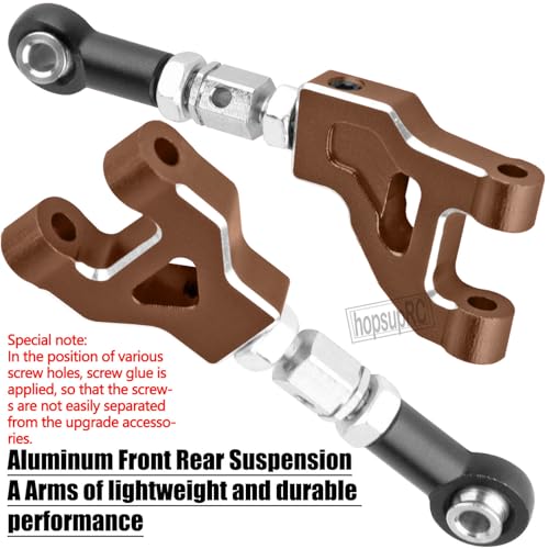 RC Suspension Arms Upgrades Parts for 1/16 Mojave Grom 223S DSC 4X4 RTR,1/16 Mojave Grom 4X4 RTR,Aluminum Front Rear Suspension A Arms Set Hops Up,Replace ARA330839+ARA330840,Bronze