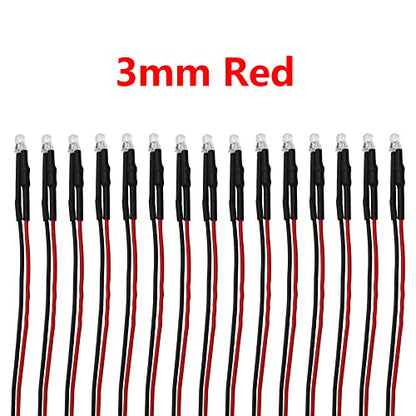 15PCS HIRCQOO RC Car 3MM & 5MM Pre Wired Led Light Emitting Diodes 12V Mini Single Led Bulbs Compatible with Traxxas TRX-4 TRX-6 Axial SCX10 90046 1/10 RC Crawler Car Truck DIY Parts (3mm,Red) - size: 3mm,Red