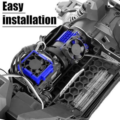 VXL-3s High Velocity Fan Heatsink Set Upgrades Part for 1/10 Slash/Rustler/Stampede VXL 4X4 2WD, ESC Motor Cooling Fan Hops Up,Navy Blue - color: Navy Blue/(for 2wd 4wd)