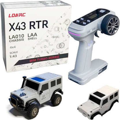 LDARC 1:43 Scale Mini RC Crawler RTR RC Rock Truck 4x4 2.4GHZ Hobby Grade Remote Control Car Model Vehicle RC Buggy, Comes with a DIY Replaceable Body Shell(Grey) - color: Grey