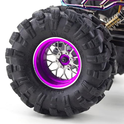 4PCS Grade 5 Titanium Wheel Face Aluminum 1.3 Inch Wheels Hubs for 1/24 Axial SCX24 FCX24 1/18 TRX4M Redcat Ascent-18 HPI Venture18 Upgrade Parts - color: Purple