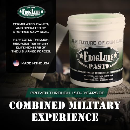 FrogLube Paste Gun Lubricant - Non Toxic Gun Grease - Lubricates & Protects | Minty Scent Gun Lube, Bonds to Metal & Prevents Carbon, Fouling, Lead, & Copper Build Up - Stays Cleaner Longer - size: 4oz
