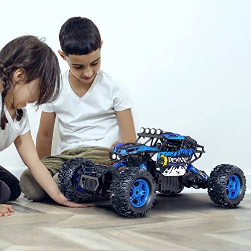 CROBOLL 1/12 Remote Control Car,4WD RC Monster Truck, Rock Crawler Toy | Upgraded Lifting Function, Gifts for Boys, All Terrain RC Truck, Blue Monster Truck, 2 Batteries, 60 Min Play - color: Blue