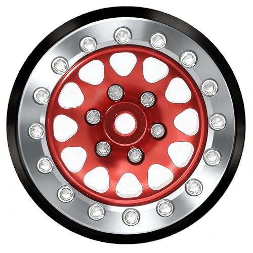 1.3" Aluminium Beadlock Wheels, RC Crawler Upgrade Parts for TRX4M SCX24 1/24 1/18 Scale RC Crawler Cars (red) - color: Red
