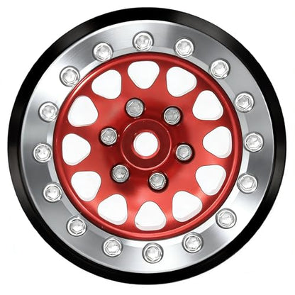 1.3" Aluminium Beadlock Wheels, RC Crawler Upgrade Parts for TRX4M SCX24 1/24 1/18 Scale RC Crawler Cars (red) - color: Red