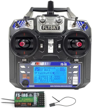 FLYSKY FS-i6 6CH Transmitter w/FS-iA6 Receiver Radio System for RC Models | 6 Channels 2.4GHz AFHDS2A | for RC Fixed Wing Car & Boat (Mode_2)