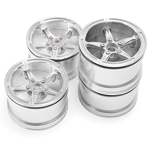 Aluminum Alloy 2.2" Beadlock Wheels/Rims for 1/10th Scale RC Crawler Car Axial Wraith-Pack of 4 (Silver)