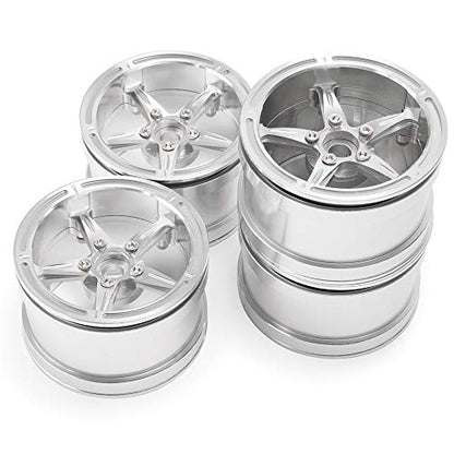 Aluminum Alloy 2.2" Beadlock Wheels/Rims for 1/10th Scale RC Crawler Car Axial Wraith-Pack of 4 (Silver)
