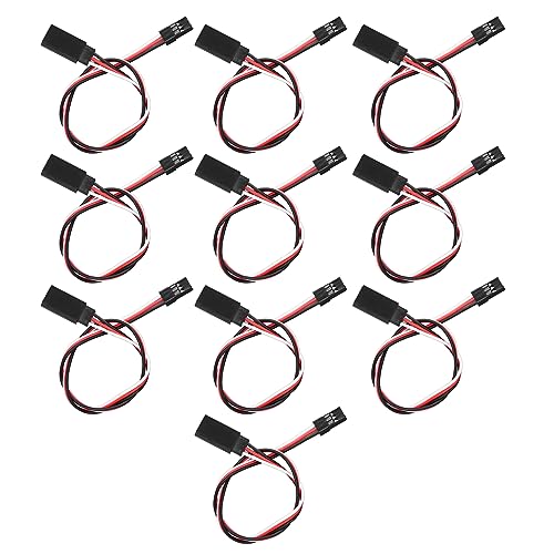 10PCS 3 Pin Servo Extension Cable Futaba JR RC Car Helicopter Aircraft Brass Core Connector Wire (300mm Male to Female) - size: 300mm male to female