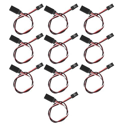 10PCS 3 Pin Servo Extension Cable Futaba JR RC Car Helicopter Aircraft Brass Core Connector Wire (300mm Male to Female) - size: 300mm male to female
