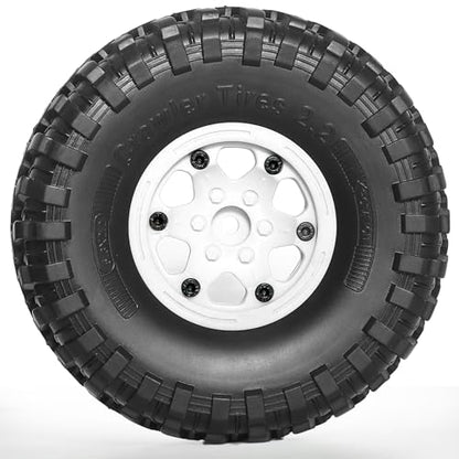 REDSPIDER 2.2 Beadlock Wheels and Tires（4pcs）Plastic wheels with lightweight design，All terrain tires.for 1:10 RC Axial SCX10 Canyon Trail 105Rims TRX4 TRX6(White) - color: White