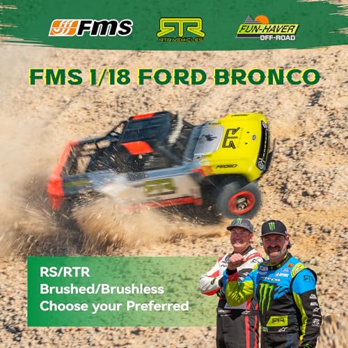 FCXㅤ FMS 1/18 Ford Bronco U4 S Brushless RC Truck, Hobby RC Crawler with Remote Controlled Lighting, Cooling System 4WD Drivetrain RC Crawler for Adults, Brushless (RTR 2025) - color: Rtr 2025