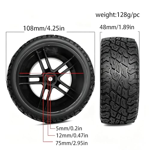 1/10 RC Short Course Truck Tires and Wheels with 12mm 14mm 17mm Hex 110mm 1/8 Rubber Tyres for 1/10 RC Truck ARRMA ARA3521T3 Traxxas 68154-4-GRN - Slash BL-2S (Black) - color: Black