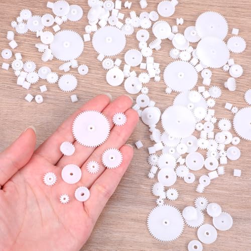 200PCS Module 0.5 Plastic Gears for Small Motors - White Single Gear Spindle Gear Set for DC Motor RC Car Robot DIY Model Parts