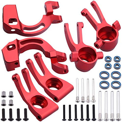 Hobbypark Aluminum Front Steering Block Knuckles & C-Hubs Caster Blocks & Rear Hubs for Arrma 1/10 Granite 4X4,Typhon, Big Rock, Senton, Replace AR330442 AR330467 AR330469 (Red) - color: Red