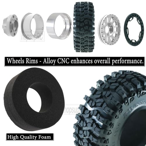 RC 2.2in Tires Tyres & Aluminium 2.2in Beadlock Wheel Rim for 1/10 SCX10 Capra AMG 6x6 TRX4 Gen8 Everest Gen 7 Pro RC Crawler (4PCS Silver) - color: Silver/2.2wheels-scx10