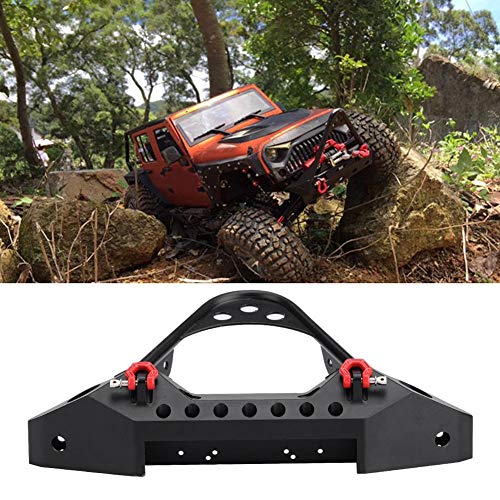 RC Front Bumper, Metal Rc Crawler Bumper with 2 LED Lights for SCX10 90046 / -4, 1/10 Scale Axial RC Crawler Car Retrofit and Upgrade Accessories