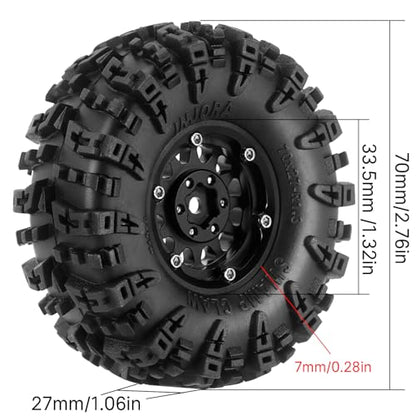 INJORA 1.3 Wheel Tires for 1/18 1/24 RC Crawler Car (Black 2) - color: Black 2