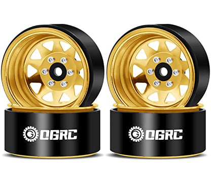 OGRC 1.9" Beadlock Wheels for SCX10 TRX4 VS4-10 Gen8 MST CFX 1/10 Crawler | Offset -8.9mm, Aluminum, 12mm Hex, for for TRX4 SCX10 Redcat GEN7 GEN8 RC4WD D90 Crawler, Yellow - color: Yellow