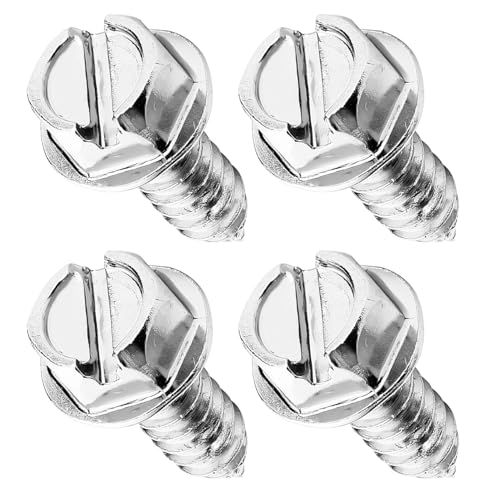 License Plate Screws, License Plate Screw Kit for Front & Rear Plates, 4PCS | Rust Proof License Plate Bolts, Stainless Steel Screws for US Domestic Vehicles & Select Imports - color: 4PCS Silver