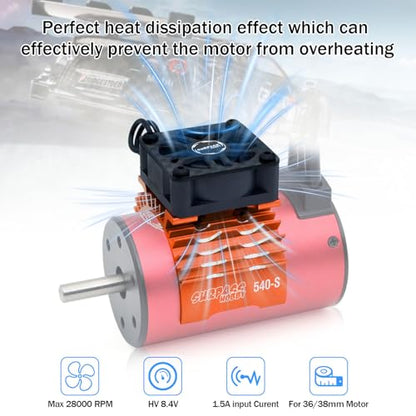 30mm RC Cooling Fan,28000RPM Alluminum Motor Fan with Heatsink for RC Car 1/8 1/10 Scale 540 550 3650 3660 3670 Motor Orange - style: Orange-single Fan for 36mm Motor