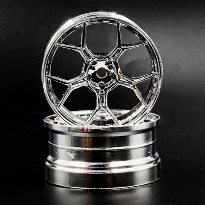 2PCS 1/10 RC Feathery Light Split Spoke Drift Wheels Rims, New Version 8mm Offset, 7gram, Compatible w/Yokomo YD MD RD, MST RMX, Reve D RDX, Redcat RDS, HPI, Tamiya TT (Chrome) - color: Chrome
