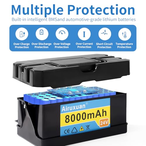 24V 8Ah Lithium Battery for Kids Ride-On Cars & Power Wheels, 25A BMS, 2A Charger,Compatible with Dynacraft Realtree 24V UTVs