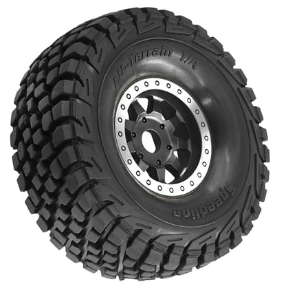 4PCS 1/8 1/7 RC Short Course Truck Tires and Wheels 17mm Hex All Terrain Off Road Tyres OD 5.31'' for 1:7 1:8 RC Buggy Truck Car HSP TRAXXAS UDR FS FSR Atom ARRMA Mojave EXB YK4072 DF7 (White) - color: White