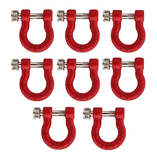8Pcs 1/10 RC Trailer Tow Shackles D Ring Lock Buckle Tow Ring(Red) | For TRX4 Axial SCX10 90046 Metal Truck Crawler RC Decor Parts - color: Red