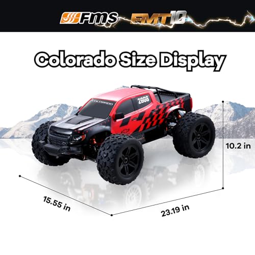 EAZYRC FMS FMT10 Chevrolet Colorado 1/10 RC Truck – Officially Licensed, 4WD Brushless Off-Road Monster Truck, FMT10 Chassis, 50MPH High-Speed All-Terrain RC Car, 4074 2000KV Motor, 120A ESC