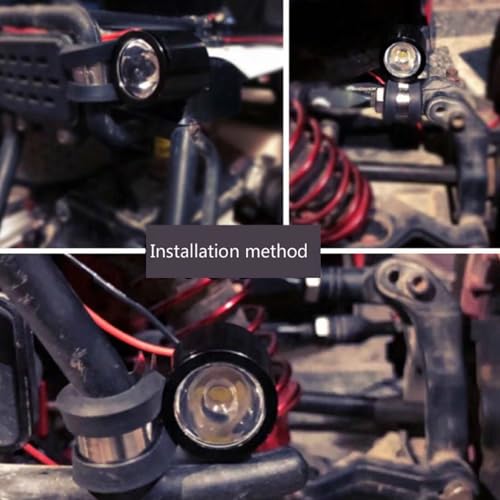 Rc Car Headlight Kit, 3W LED Spotlights Searchlights Replacement for Rc Vehicle Model Super Bright Headlights Upgrade (Black)