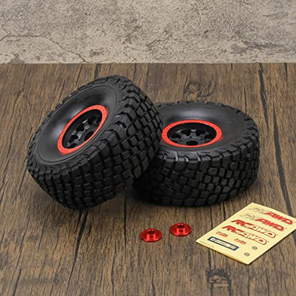 RCAWD RC Wheel Rims and Tires for 1/7 UDR Unlimited Desert Racer 85086-4 Upgrades & 1/7 ARRMA Mojave 6S Parts, Glued Nylon Wheels and Tires #8474 Red - color: Red