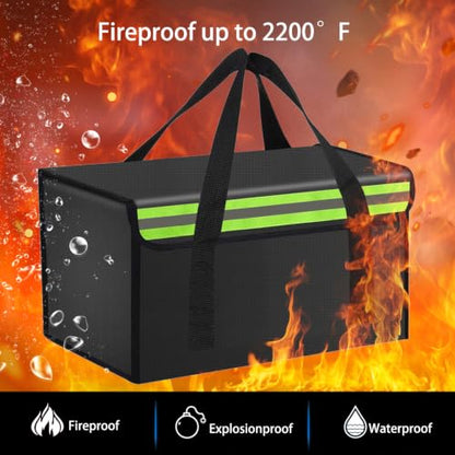 36*20*20cm Lipo Safe Bag Fireproof Bag for Lipo Battery Pack Storage Charging Transport,Home Office Travel Fireproof Safe Storage for Cash Valuables Jewelry Passport Power bank Lipo Battery - size: 360*200*200mm