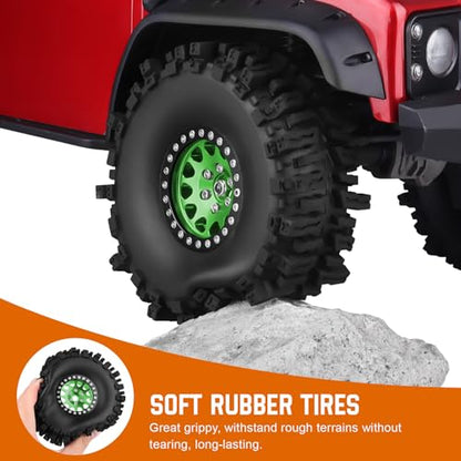 120mm 4.72'' Tall 1.9 Mud Slingers Tires Good Grip and 1.9 Beadlock Wheels Aluminum 1.9 Beadlocks for FCX10 TRX4 Axial SCX10 II UTB18 Capra Redcat Gen8 Gen7 VS4-10 1/10 RC Crawler (Color A) - color: Color a