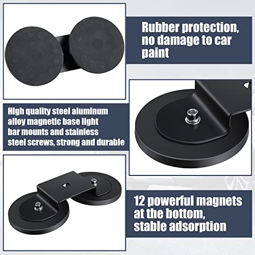4 Pcs Magnetic Light Bar Mounts Universal Magnet Mount Holder with Rubber Pad for Off Road SUV Truck Lamp Roof Bar Fog Light