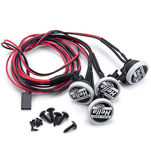 Que-T Metal RC Round LED Light with Cover for TRX-4 Axial SCX10 Tamiya CC01 D90 TF2 1: 10 Crawer Car (4pcs) - color: 4pcs