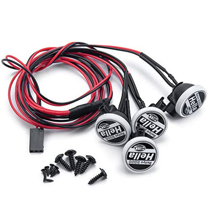 Que-T Metal RC Round LED Light with Cover for TRX-4 Axial SCX10 Tamiya CC01 D90 TF2 1: 10 Crawer Car (4pcs) - color: 4pcs
