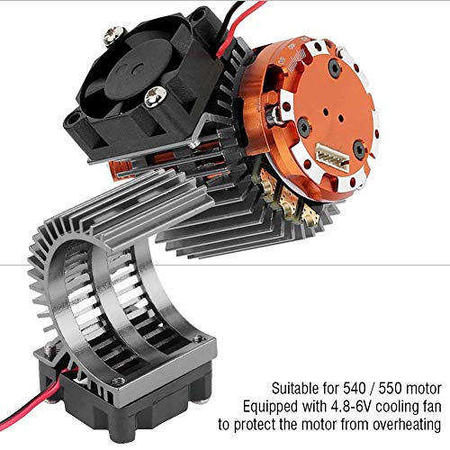 Dilwe Motor Heat Sink Heat Sink with Cooling Fan for 1/10 Scale Electric RC Car 540/550 Motor(Black)