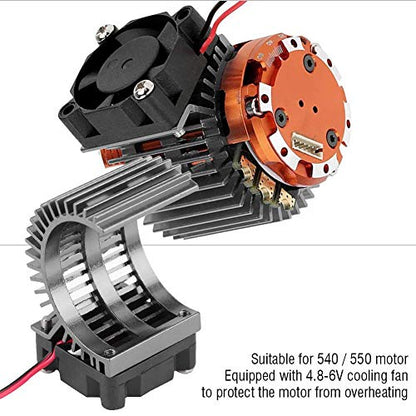 Dilwe Motor Heat Sink Heat Sink with Cooling Fan for 1/10 Scale Electric RC Car 540/550 Motor(Black)