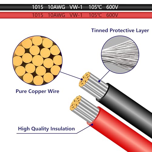 BFXM 10AWG 6FT SAE Connector Extension Cables with 15& 20A Fuse | 2 Pin SAE to O Ring Terminal Quick Disconnect Harness for Car, Motorcycle, Solar Panel - color: 10awg6ft