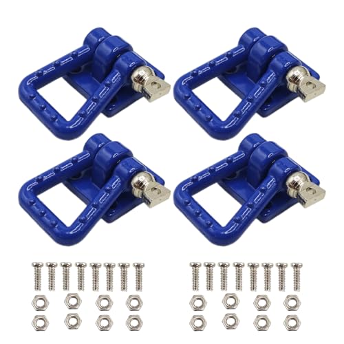 4PCS 1/10 RC Crawler Car Metal Trailer Tow Hooks Buckle Winch Shackles RC Decorations Accessories for 1:10 Rock Crawler Truck Car Traxxas TRX4 SCX10 Redat Axial RC4WD Tamiya D90 (Blue) - color: Blue