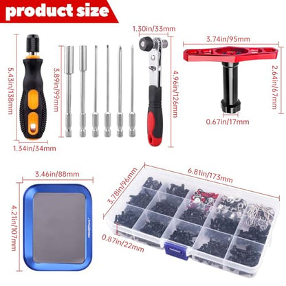 HobbyPark 620pcs RC Screw Kit Screws Assortment Set Hardware RC Repair Tools Kit RC Screwdrivers Hex Drivers 17mm Wheel Wrench for 1/8 1/10 1/12 1/16 Scale RC Car Truck Crawler Buggy