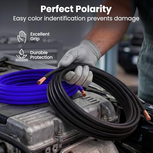 GEARit 8 Gauge Wire 50 ft Black, 8 AWG Battery Cable CCA, Copper-Clad Aluminum Ground Cable for Car Audio Amp, Automotive, RV - color: 8 Gauge Wire, size: Black - 50ft