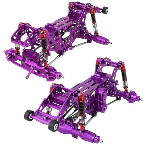 1:18 Metal Upgrade Chassis Frame with Axles Gearbox for RC LOSI Mini LMT 1/18 Digger Monster Truck Brushed RTR LOS01026 Metal Upgrade Parts (Purple) - color: Purple
