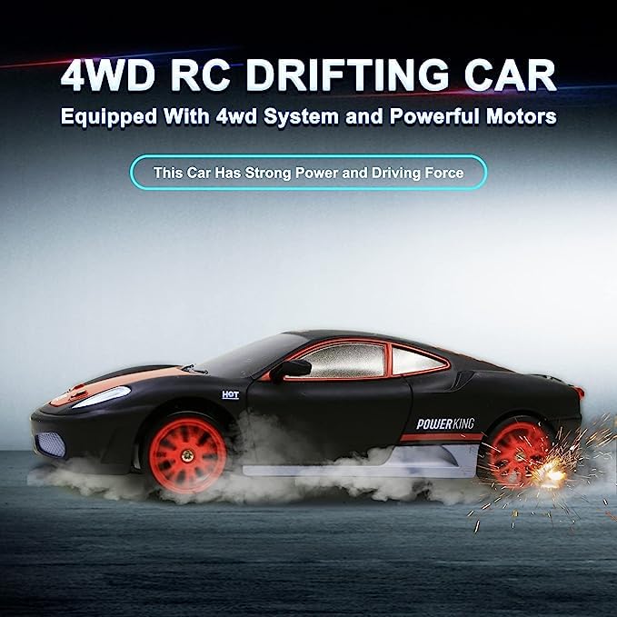 Remote Control Car RC Drift Car 2.4GHz 1:24 Scale 4WD High Speed RC Cars Vehicle with LED Lights Drifting Tires Racing Sport Toy Cars for Adults Boys Girls Kids Gift - color: Black
