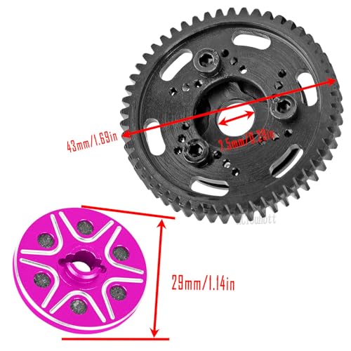 RCMYou RC 52T Slipper Clutch (0.8Mod) Transmission Gears Spur Gear Upgrades Part for 1/10 Slash 2wd VXL/Rustler 2wd VXL/Stampede 2wd VXL/Bandit 2wd VXL,Pink - color: Pink - (Upgrades)