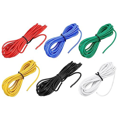MECCANIXITY 18 Gauge Wire Silicone Wire 18AWG Electrical Wire Stranded Wire Tinned Copper Wire High Temp Hookup Wire 6 Color 3.0m/10ft for Car Model Electric Appliances 6pcs - size: 18AWG, 10ft